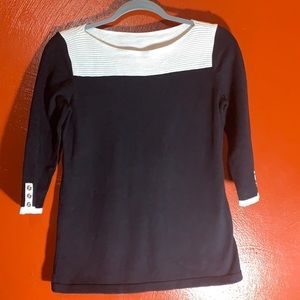 Karen Scott White and Black shirt